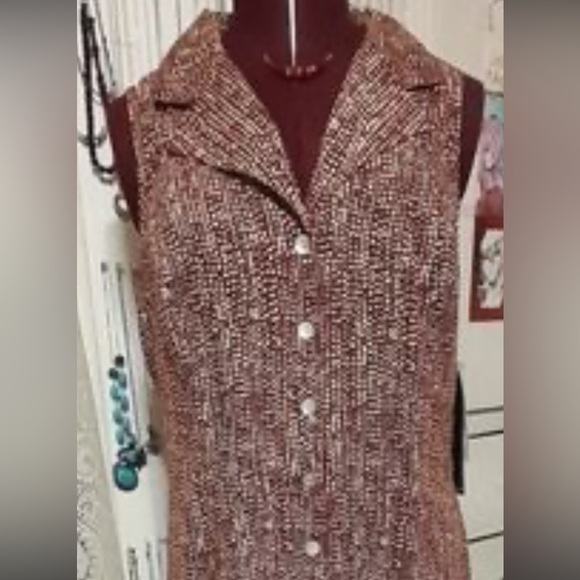 Sheri Martin Women’s size 14 sleeveless dress long‎ cream/rust crisscross back - Picture 1 of 8